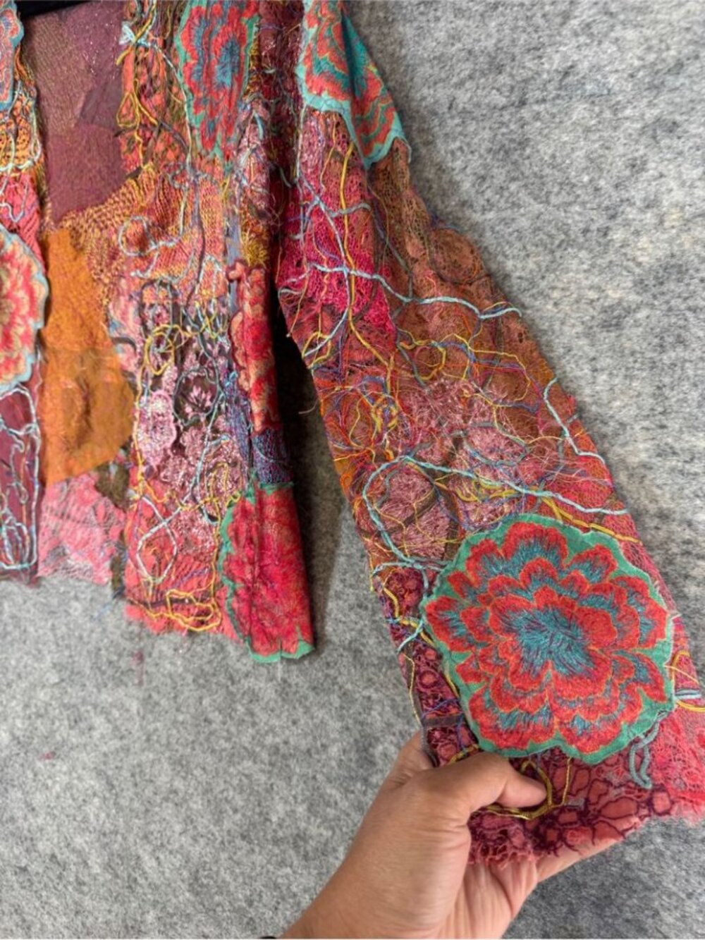 Pazuki London Silk Blend Floral Lace Patchwork Jacket Boho Chic P Small - Picture 8 of 16